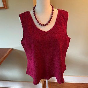 Antique Fuscia-Colored Stone Bead and Cord Necklace